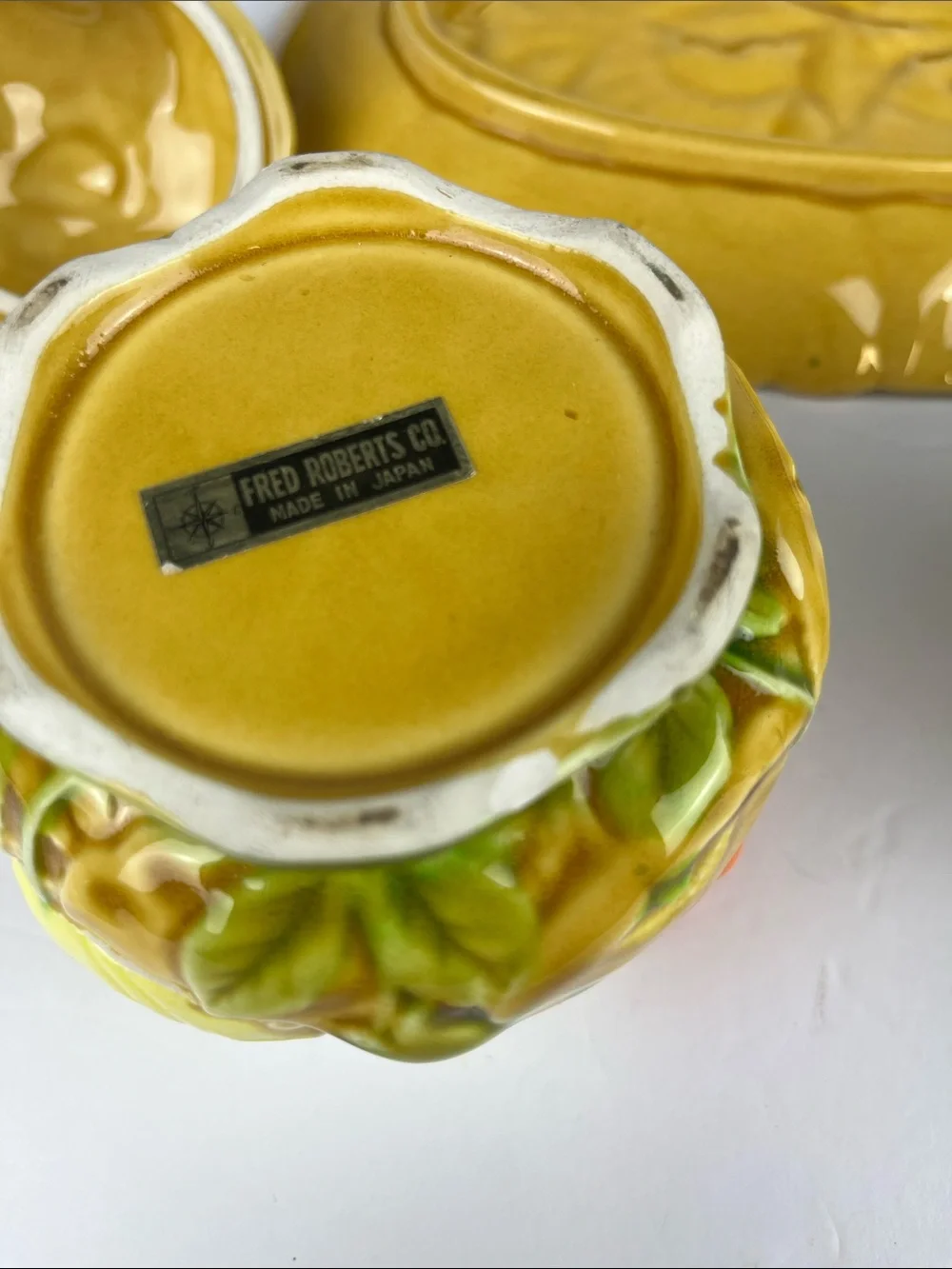 1970s Fred Roberts “Summer Flame Poppies” Cream & Sugar & small serving dish